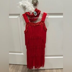 Weissman Red Sequin Fringe Dress